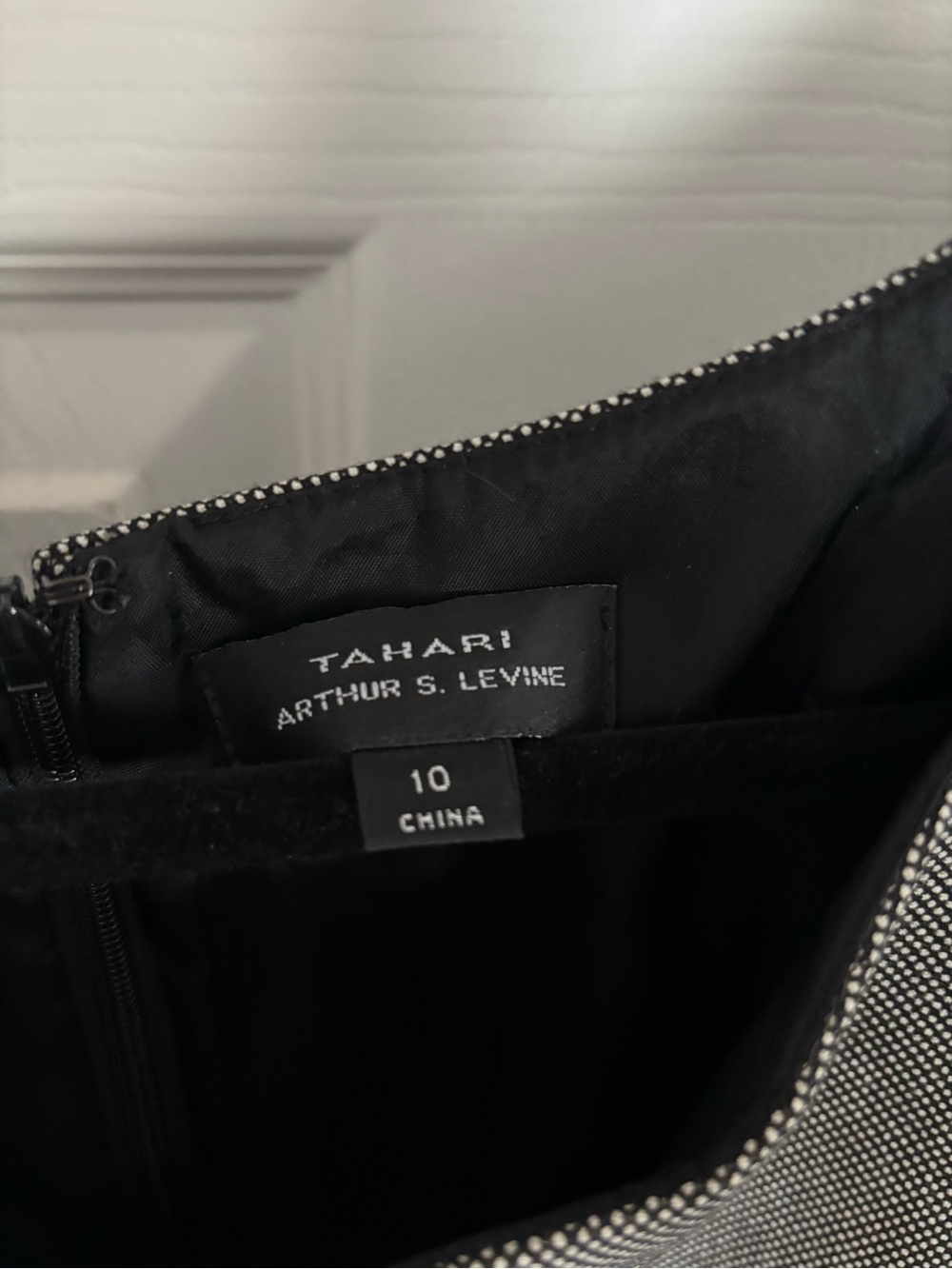 Tahari Black and Silver Midi Dress